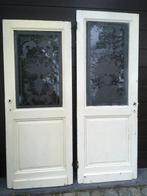 Oude / antieke deuren met art Deco geëtst glas, Ophalen, Gebruikt, Glas