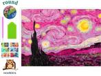 nr 231 Diamond painting roze nacht 40x30cm (rond), Hobby en Vrije tijd, Knutselen, Roze, Fantasie, Verzenden, Nieuw