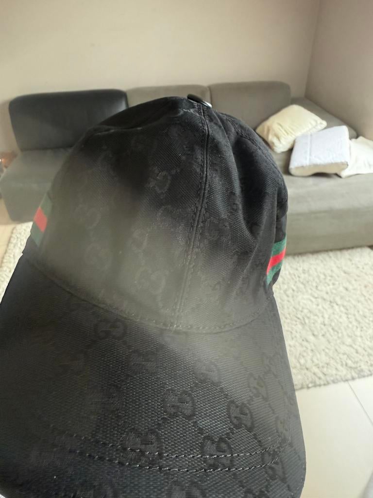 Gucci pet zwart met GG patronen maat M, Ophalen, Pet