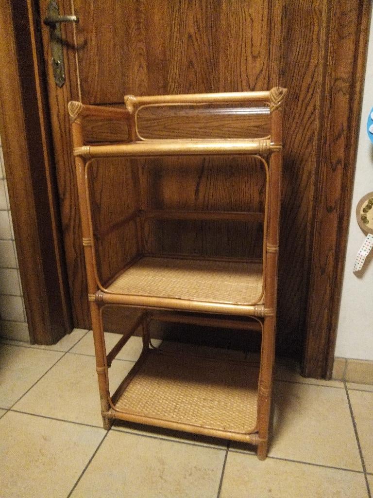 bamboe, rotan, rek, Huis en Inrichting, Woonaccessoires | Overige, Gebruikt, Natuurlijk materiaal, Bruin, Vintage, Ophalen