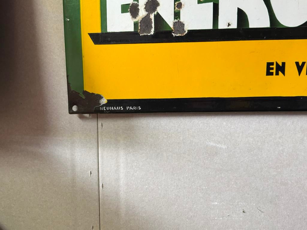 Huile Energol BP emaille reclamebord, Ophalen, Gebruikt, Reclamebord