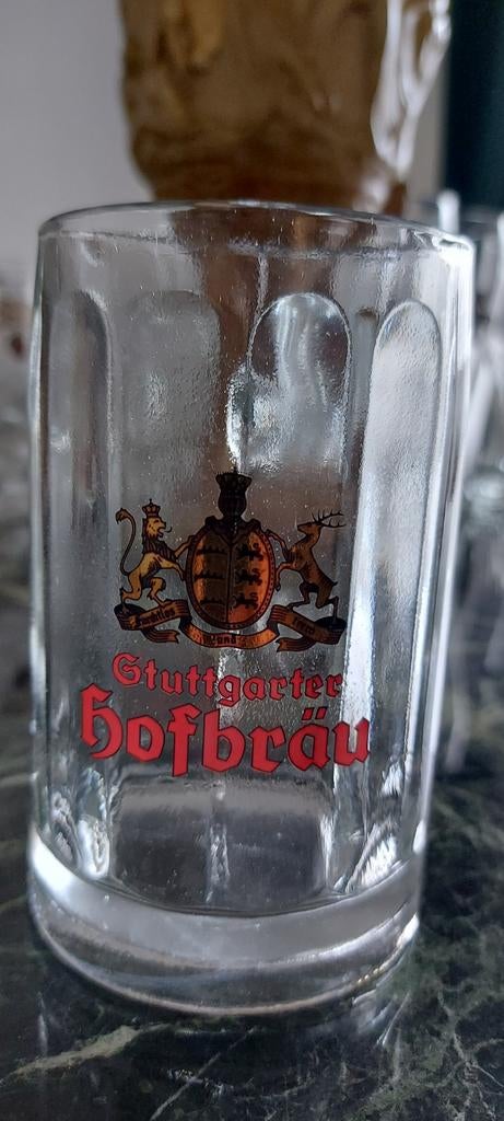 12 chopes à bière, avec écussons furchtlos und treu, Collections, Envoi, Utilisé, Verre à bière