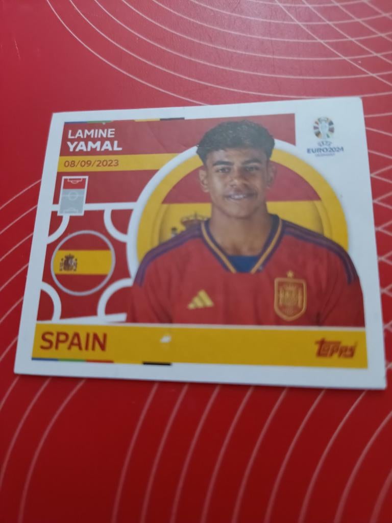 Sticker Lamine Yamal Spanjaard Euro 2024 Topps, Hobby en Vrije tijd, Stickers en Plaatjes, Ophalen of Verzenden, Sticker