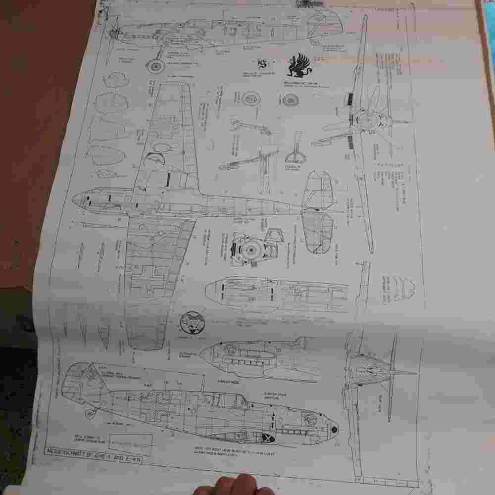 Messerschmitt Bf 109E-4 en -4N tekening, Ophalen of Verzenden, Gebruikt, Kaart, Foto of Prent