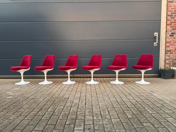 6x originele vintage Knoll Tulip dining chairs Eero Saarinen, Huis en Inrichting, Zetels | Voetbanken en poefs, Kunststof, Ophalen of Verzenden
