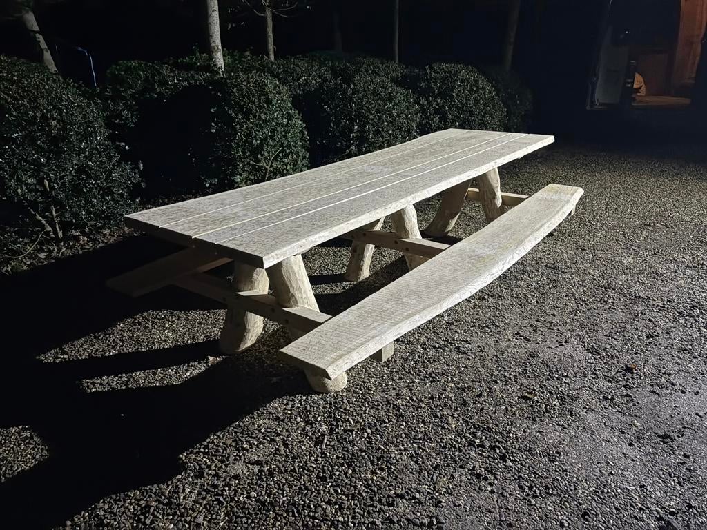 Robuuste eiken picknicktafel – 3 meter, Jardin & Terrasse, Tables de jardin, Neuf, Bois, Enlèvement ou Envoi
