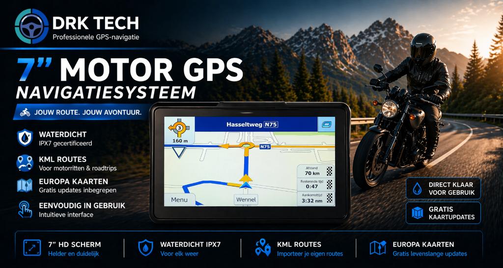 7” inch Waterdicht Motor GPS Navigatiesysteem – DRK-700M-BT, Motos, Accessoires | Systèmes de navigation, Neuf, Info@drktech.be