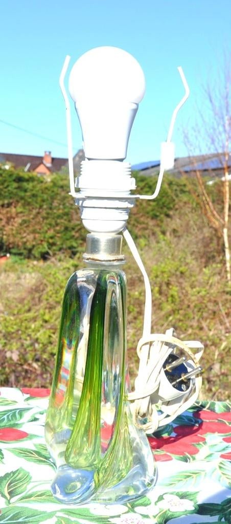 pied de lampe cristal et signé val saint lambert, Antiek en Kunst, Antiek | Glaswerk en Kristal, Ophalen of Verzenden