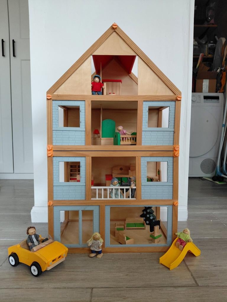 Groot poppenhuis met meubels, Kinderen en Baby's, Speelgoed | Poppenhuizen, Ophalen, Poppenhuis