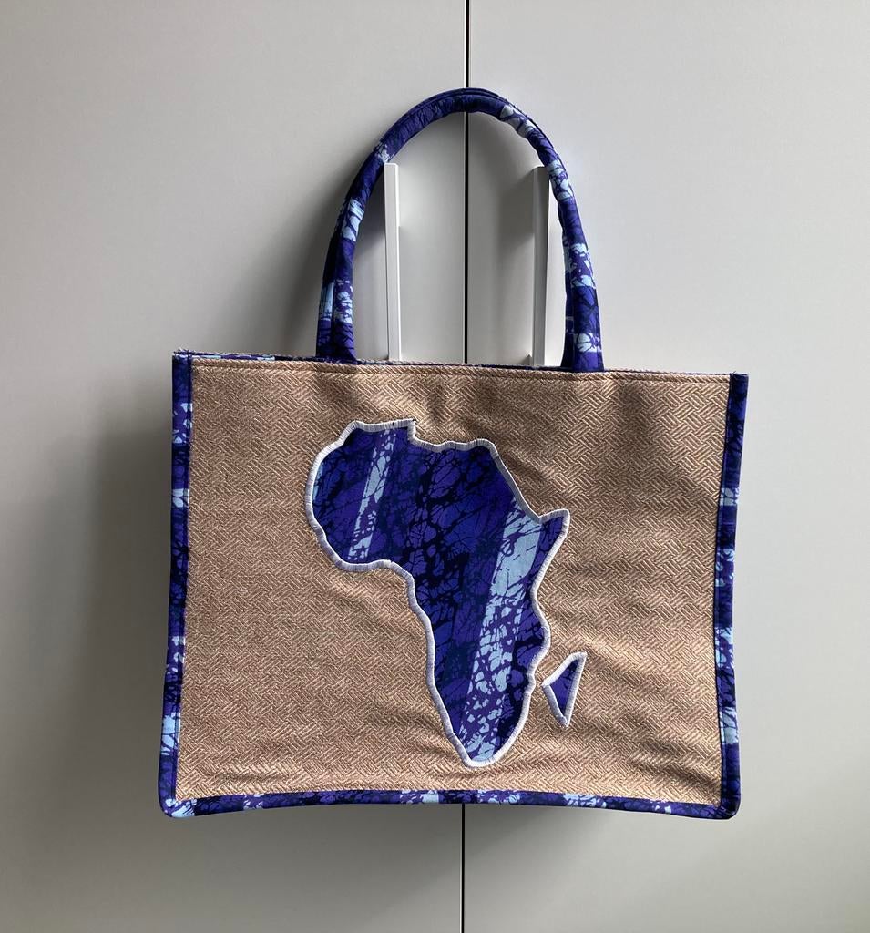 Grand sac à main africain 100% made in Côte d’Ivoire, Enlèvement, Neuf, Bleu, Sac à main