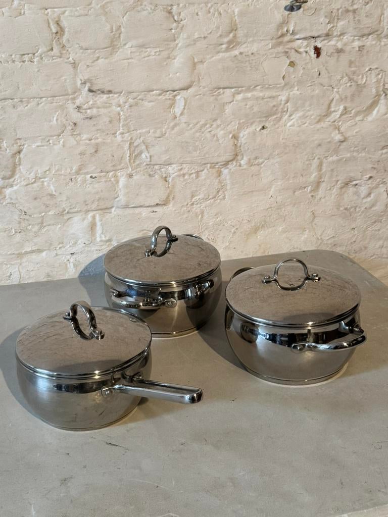 Ensemble Faitout 3 pièces Lagostina inox tous feux :, Inox, Comme neuf, Enlèvement, Plaque céramique