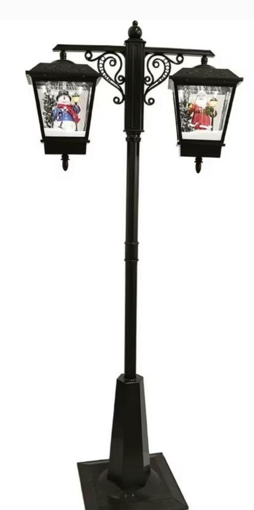 Dubbele kerstlantaarn met sneeuweffect, Tuin en Terras, Buitenverlichting, Zo goed als nieuw, Led, Ophalen