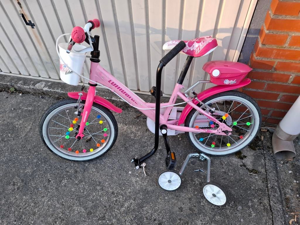 Lombardo kinderfiets / meisjesfiets 16 inch, Fietsen en Brommers, Fietsen | Driewielers, Gebruikt, Duwstang, Verstelbare zitting