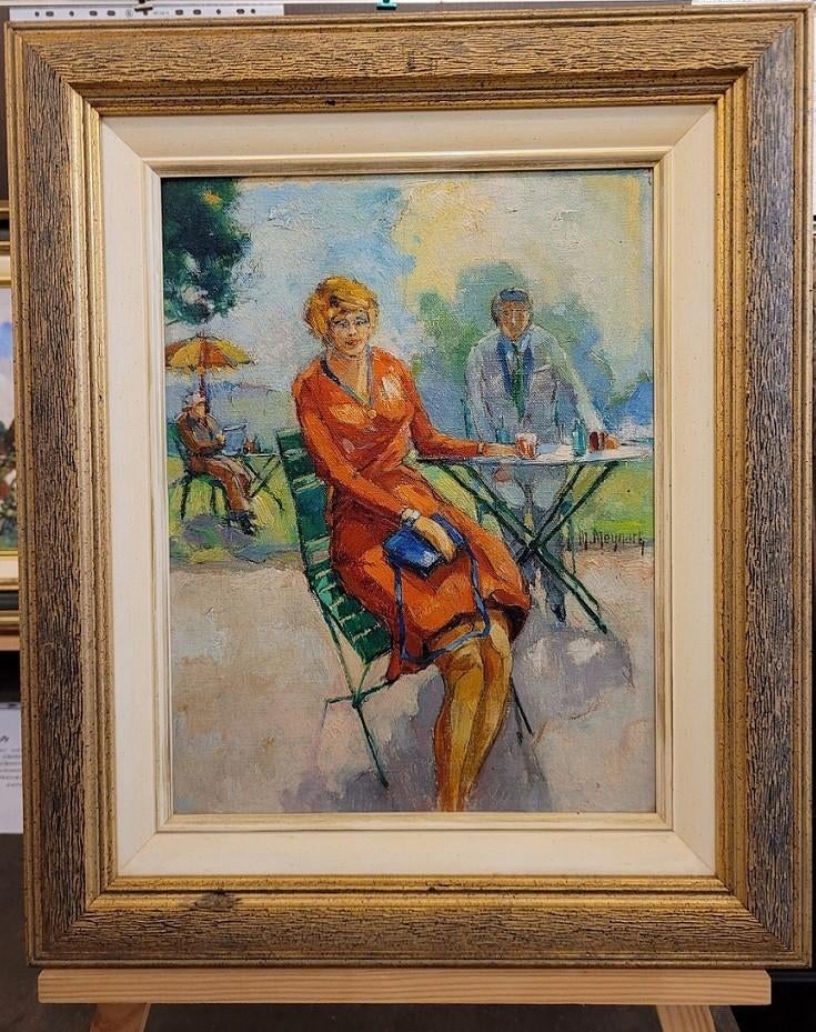 Maurice MEYNAERT, op het terras, Antiek en Kunst, Kunst | Schilderijen | Klassiek, Ophalen of Verzenden