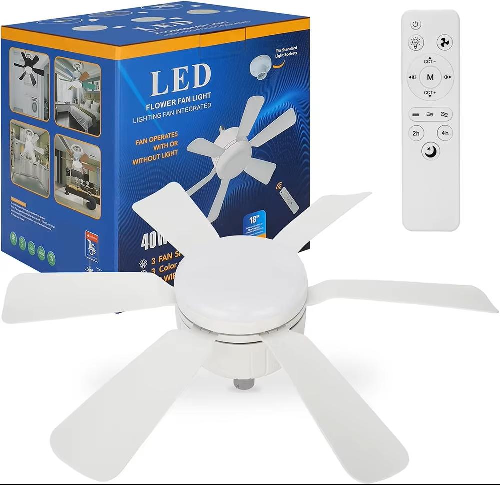 LED Flower Lamp 40W Driekleuren Plafondlamp ventilator, Electroménager, Ventilateurs, Neuf, Ventilateur de plafond, Envoi