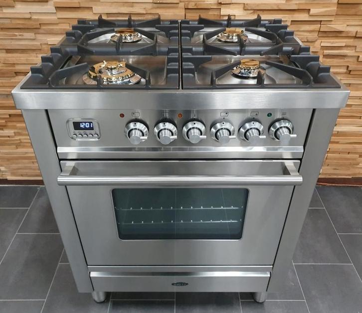 Poêle Boretti en acier inoxydable de 70cm four à 300 degrés, Electroménager, Cuisinières, Comme neuf, Autoportant, 4 zones de cuisson