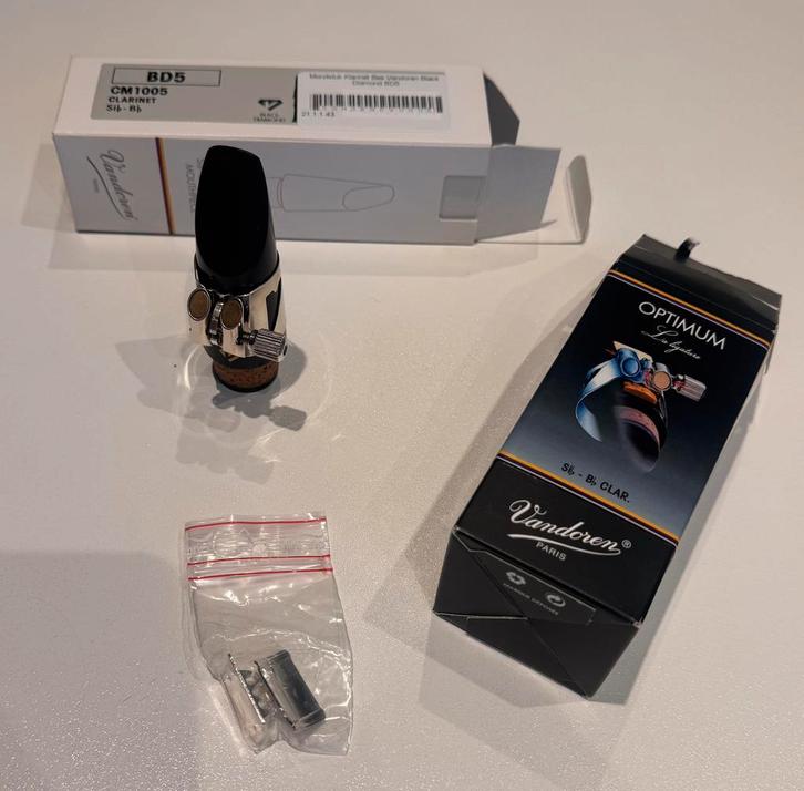 Mondstuk black diamond en rietbinder optimum, Muziek en Instrumenten, Blaasinstrumenten | Klarinetten, Zo goed als nieuw, Ophalen