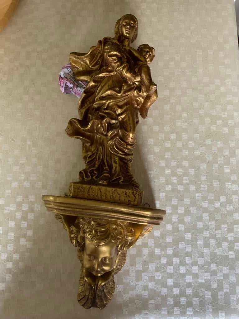 Maria en Jezus op Engelenconsole, Ophalen, Zo goed als nieuw, Beeld(je), Christendom | Katholiek