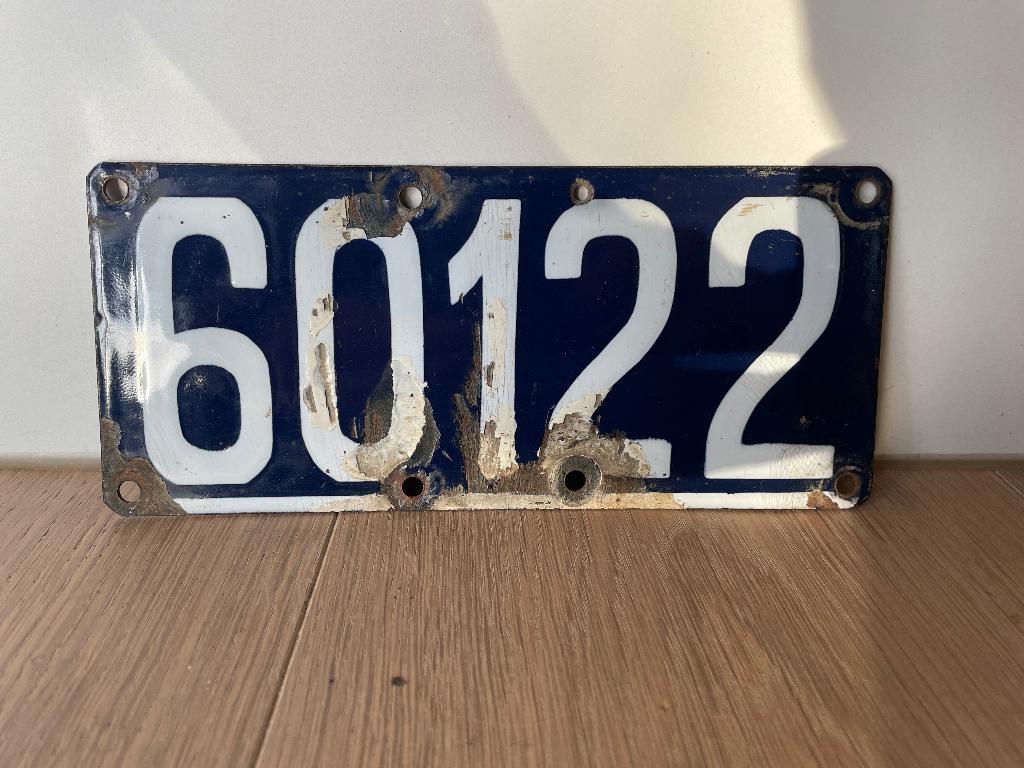 Oude emaille nummerplaat, Antiek en Kunst, Ophalen of Verzenden