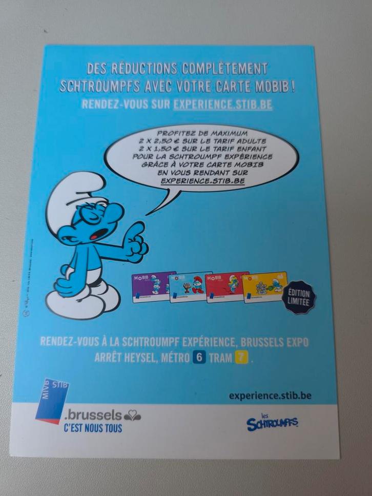 Publicité STIB Schtroumpf, Collections, Schtroumpfs, Comme neuf, Autres types, Schtroumpf à Lunettes, Envoi