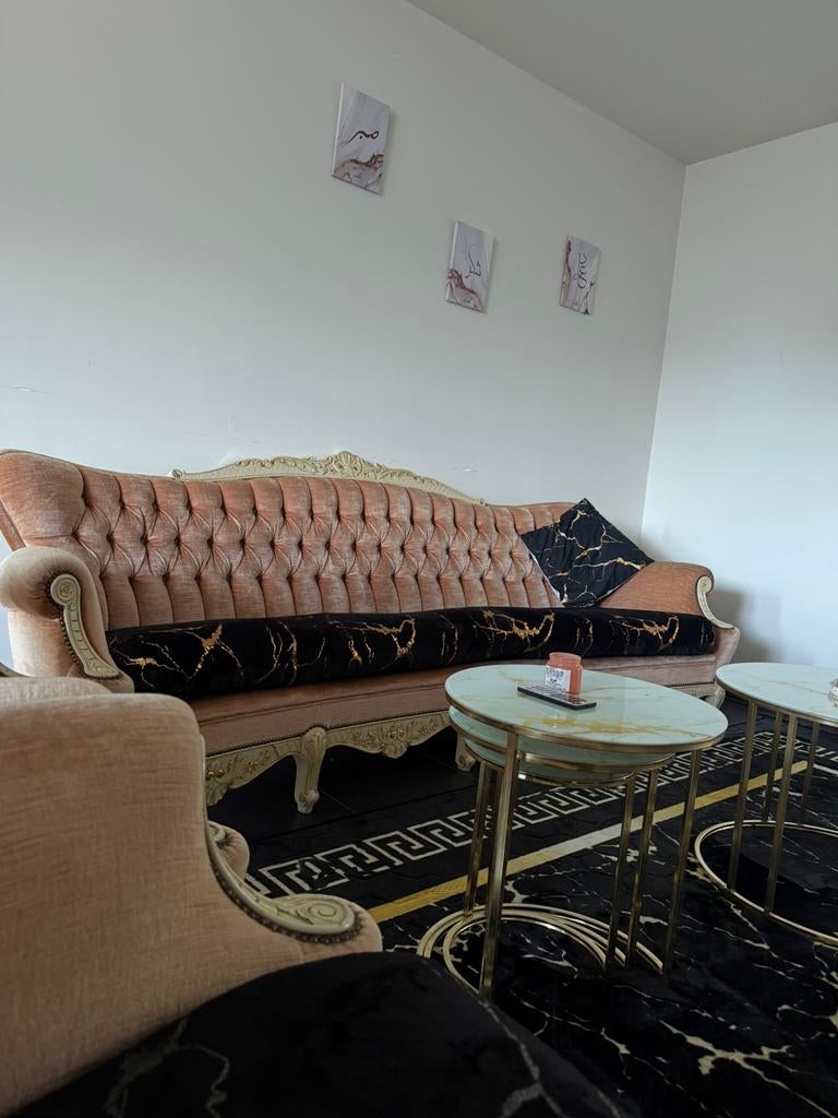 Klassieke zitbank salon + 2 fauteuils, Ophalen, Gebruikt