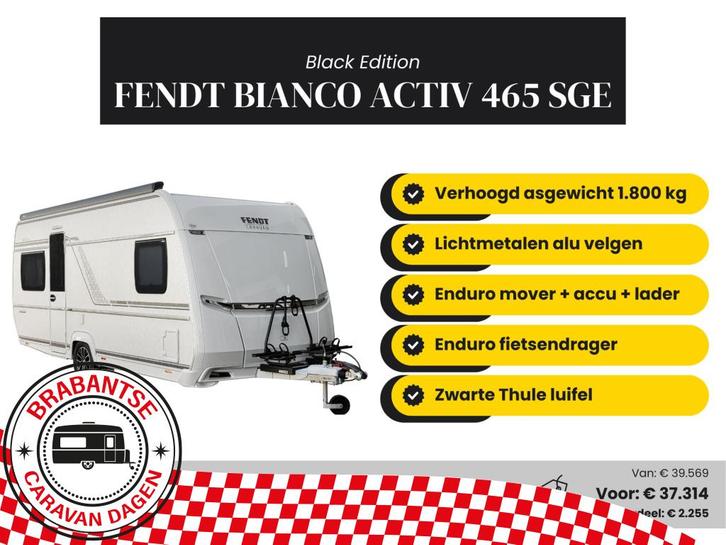 Fendt Bianco Activ 465 SGE, Caravanes & Camping, Caravanes, Entreprise, jusqu'à 2, 1250 - 1500 kg, Fendt, 2 lits séparés, 5 à 6 mètres