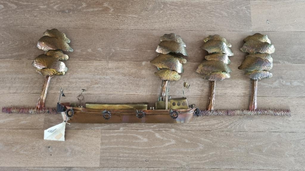 Sculptuur van binnenvaartuig, Ophalen, Metaal, 30 cm, Decoratieobject