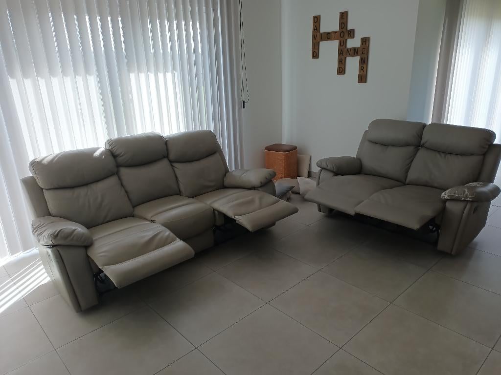 Canapé 3+2 à donner, Maison & Meubles, 75 à 100 cm, Banc droit, Enlèvement, Utilisé