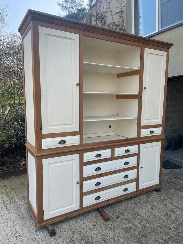 Groot massief houten dressoir buffet, Huis en Inrichting, Kasten | Buffetkasten, Gebruikt, 200 cm of meer, 200 cm of meer, 50 tot 75 cm