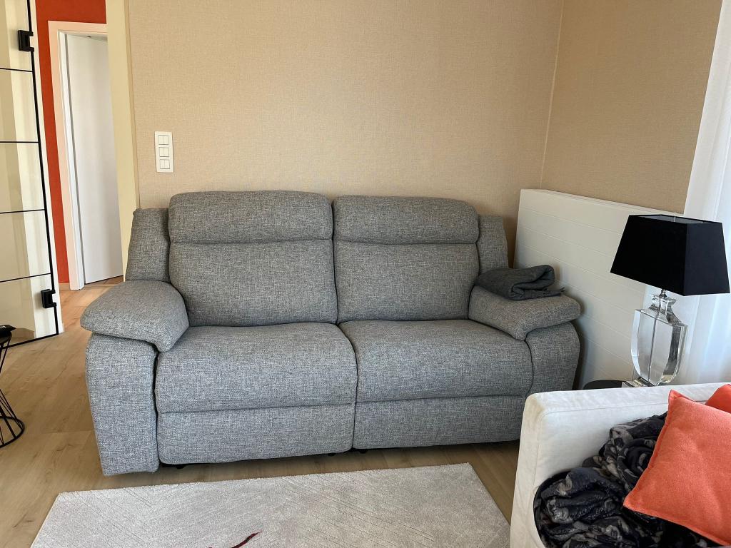 Fauteuil 3 places avec 2 relax électriques, Comme neuf, Enlèvement, Tissus, 100 à 125 cm