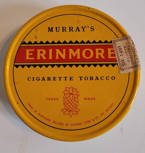 Boite à tabac cigarettes en étain Erinmore, Collections, Articles de fumeurs, Briquets & Boîtes d'allumettes, Utilisé, Boite à tabac ou Emballage