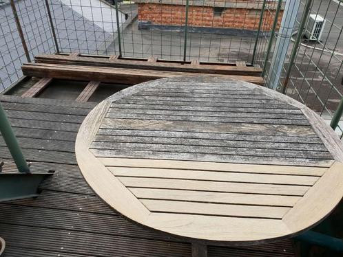 Ronde tafel in teak, diameter 130cm, H 74cm, perfekte staat!, Tuin en Terras, Tuintafels, Ophalen of Verzenden