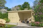 Blokhut met overkapping Finn 450x250 onbehandeld vuren, Verzenden, Nieuw