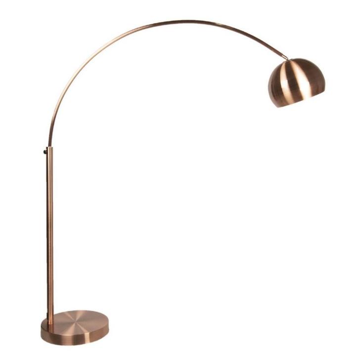 Vintage vloerlamp – design booglamp in koperkleur flamant, Verzamelen, Retro, Huis en Inrichting, Ophalen