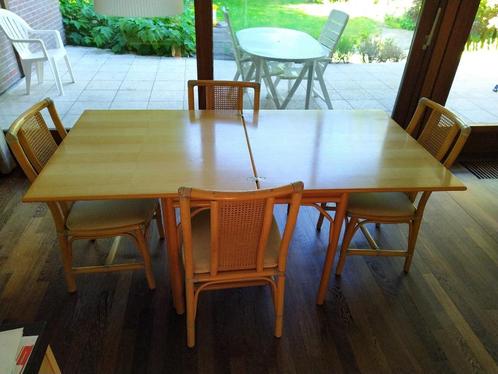 Eettafel rotan uitklapbaar 90/90 en 90/180 en 4 stoelen, Huis en Inrichting, Tafels | Eettafels, Gebruikt, 50 tot 100 cm, 50 tot 100 cm
