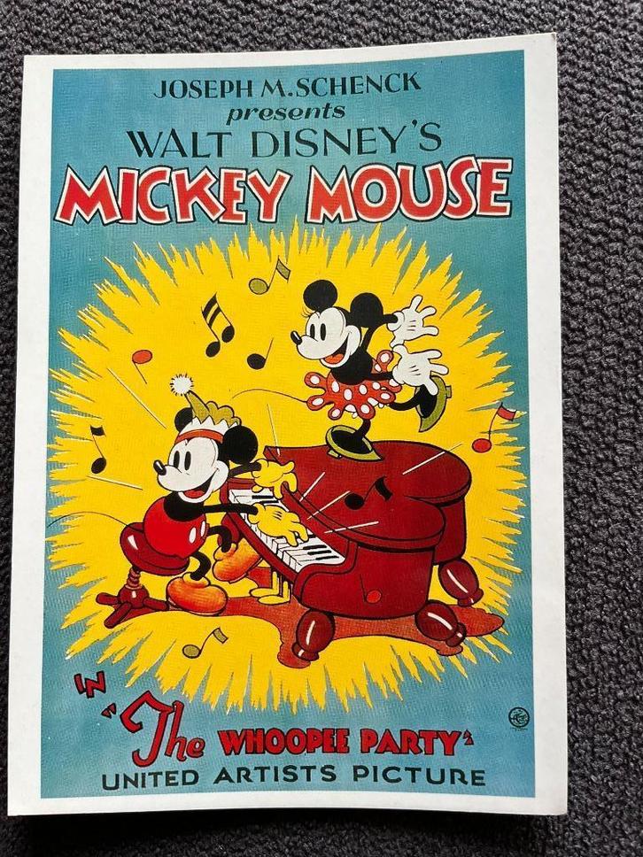 Postkaart Disney Mickey Mouse 'The Whoopee party', Verzamelen, Disney, Zo goed als nieuw, Plaatje of Poster, Mickey Mouse, Verzenden