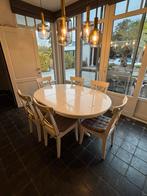 Tafel ovaal met 6 stoelen, Huis en Inrichting, Ophalen, Gebruikt, 100 tot 150 cm, Vijf personen of meer