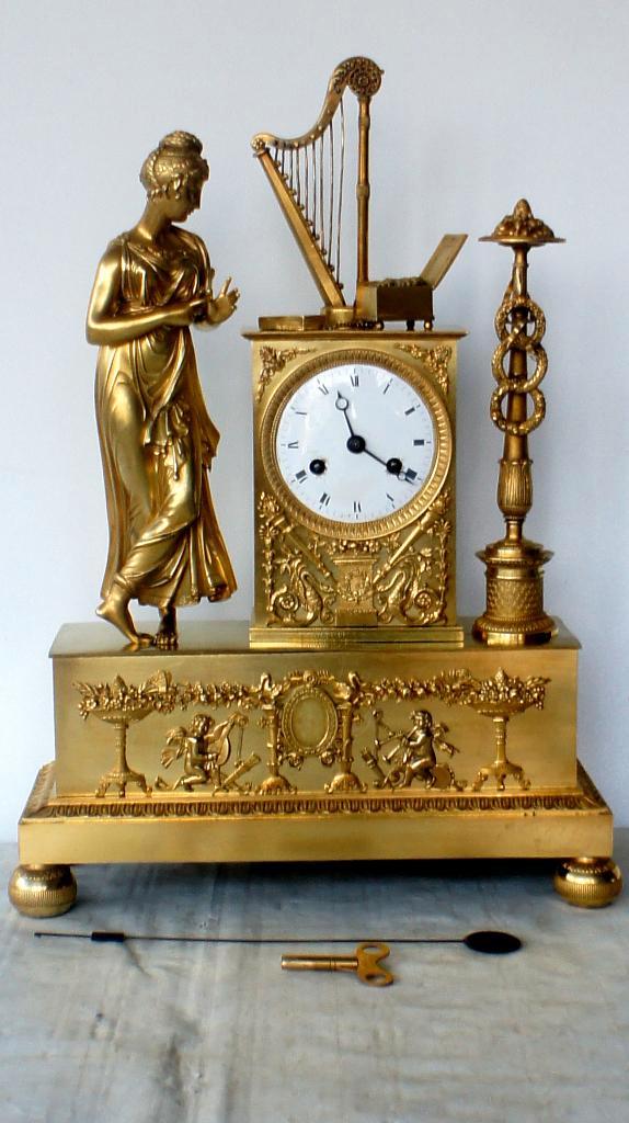 bronzen vuurvergulde empire klok, Antiek en Kunst, Antiek | Klokken, Ophalen