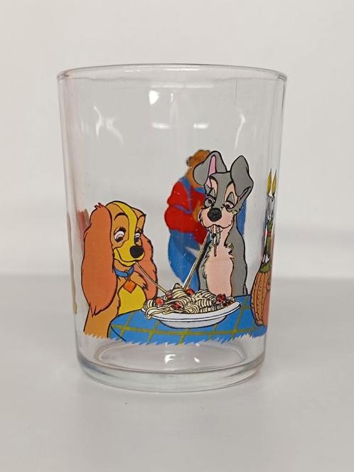 Disney Lady en de Vagebond VMC Reims Vintage glas, Verzamelen, Disney, Gebruikt, Ophalen of Verzenden