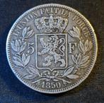 5 francs 1850 (5 différents, rares !) - Léopold I, Timbres & Monnaies, Monnaie en vrac, Argent, Argent, Envoi
