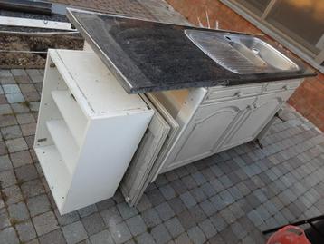 Keukenkast met spoelbak, Huis en Inrichting, Keuken | Keukenelementen, Ophalen, Gebruikt, Crème