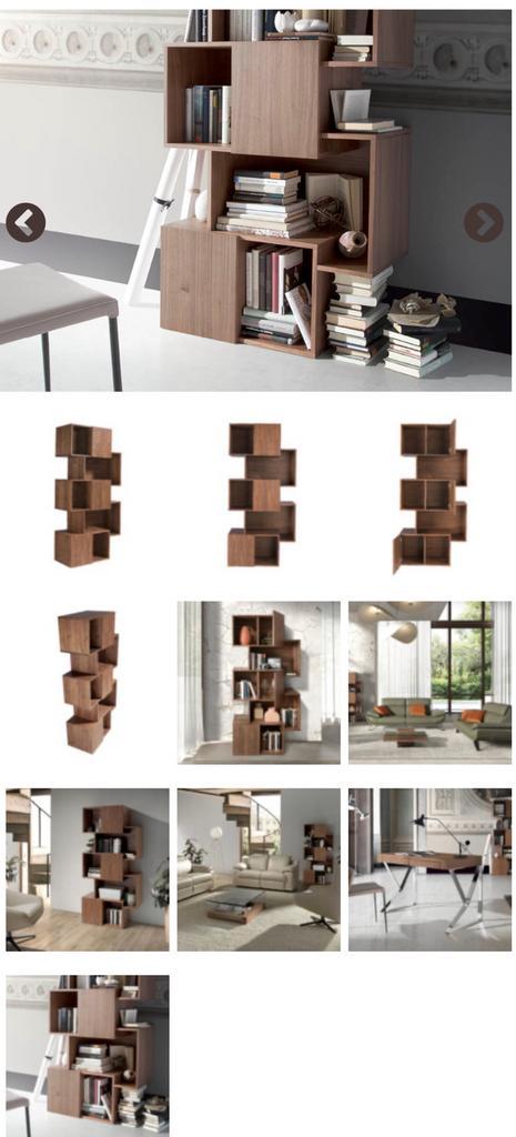 Walnotenhout boekenkast met laden 3021 ANGEL CERDA, Huis en Inrichting, Kasten | Overige, Nieuw, Ophalen