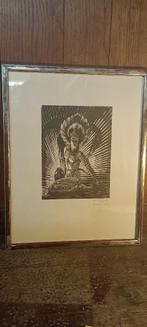 Gravure naakte vrouw, gesigneerd 1948, 48x60, n589, Antiek en Kunst, Kunst | Etsen en Gravures, Ophalen