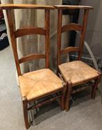 2 Kerkstoelen met biezen zitting, Huis en Inrichting, Stoelen, Ophalen, Gebruikt, Twee, Bruin