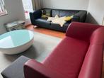 Rode leren 2 zit design, Huis en Inrichting, Ophalen, Tweepersoons, Zo goed als nieuw, Rechte bank