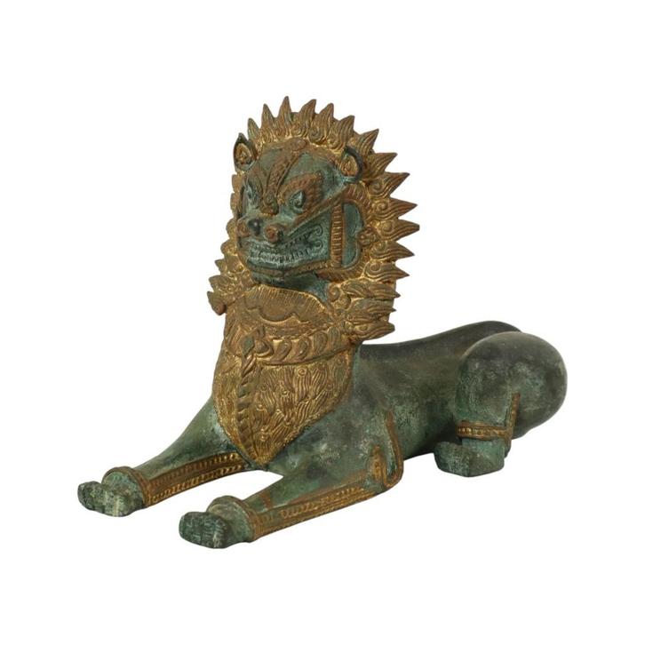 Grote Tempelleeuw Verguld Brons Beeld Thailand Foo Dog 27cm, Antiek en Kunst, Kunst | Beelden en Houtsnijwerken, Ophalen of Verzenden