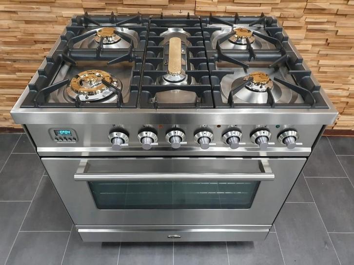 🔥Luxe Boretti Fornuis 80cm RVS + RVS 1 oven 5 pits, Elektronische apparatuur, Fornuizen, Zo goed als nieuw, Vrijstaand, Gas, 5 kookzones of meer