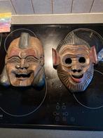 2 masques de carnaval asiatique en bois.prix par pièce, Enlèvement, Comme neuf