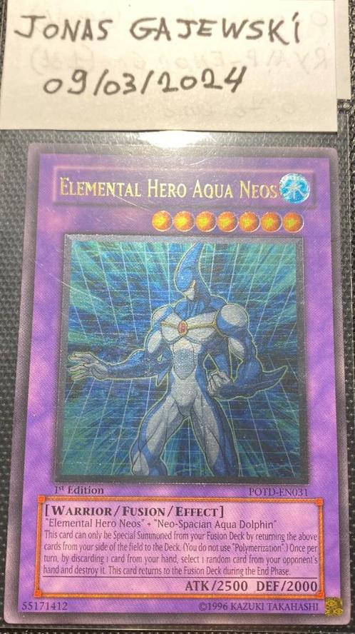 Elemental Hero Aqua Neos (1st Ed. GOLD STAMP - Ultimate), Hobby en Vrije tijd, Verzamelkaartspellen | Yu-gi-Oh!, Zo goed als nieuw