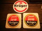 KRUGER set 3 oude bierviltjes perfecte staat BROUWERIJ EEKLO, Verzamelen, Ophalen of Verzenden, Zo goed als nieuw, Viltje(s), Overige merken